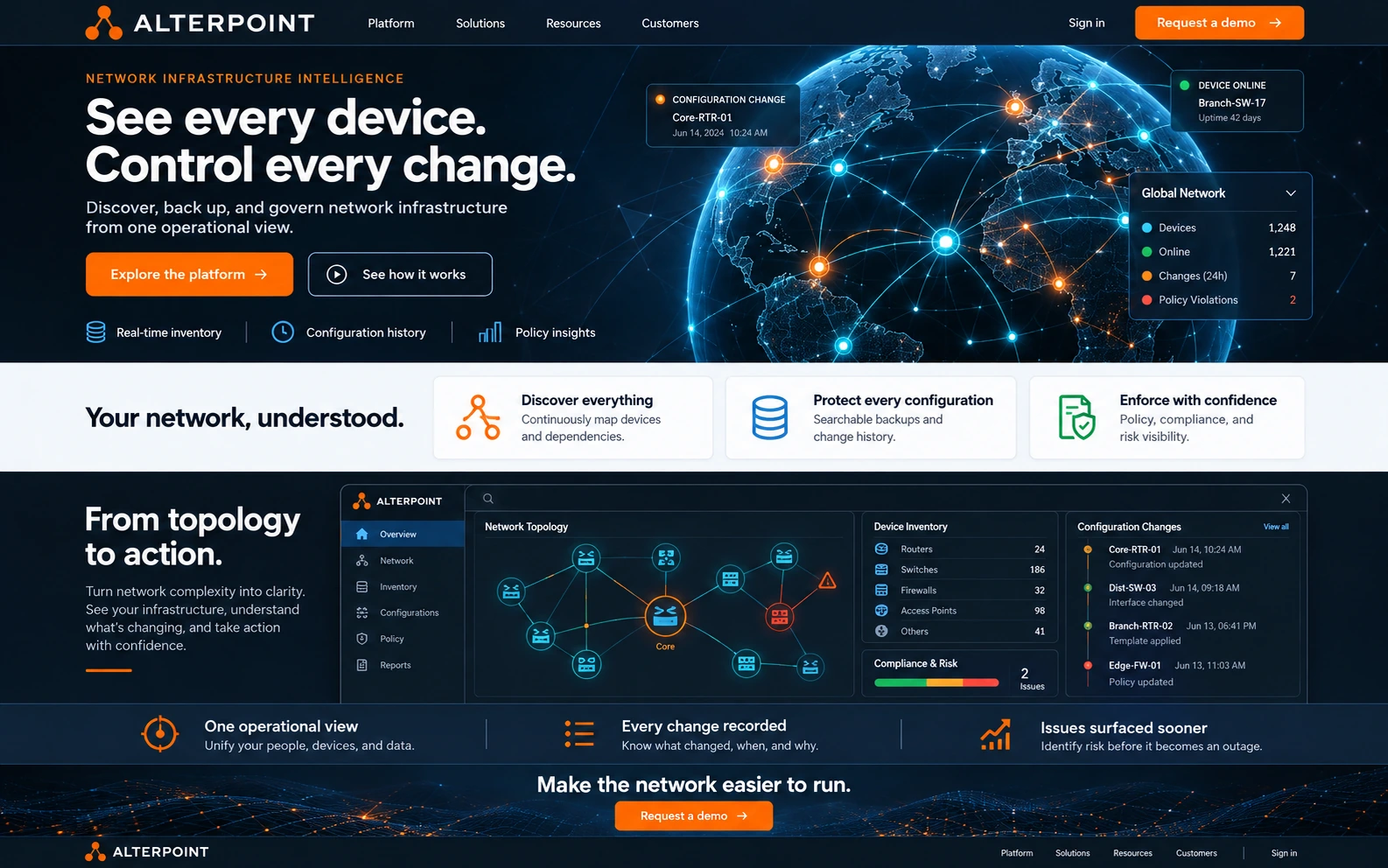 Modern AlterPoint network intelligence website redesign