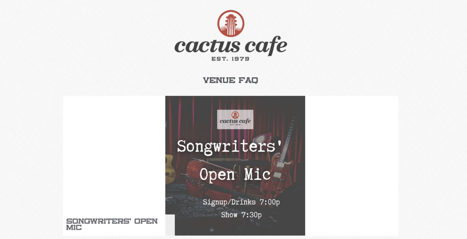 Cactus Cafe music venue website