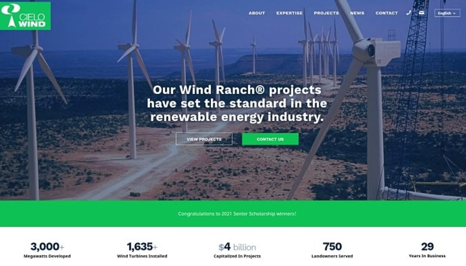 Cielo Wind Power renewable energy website