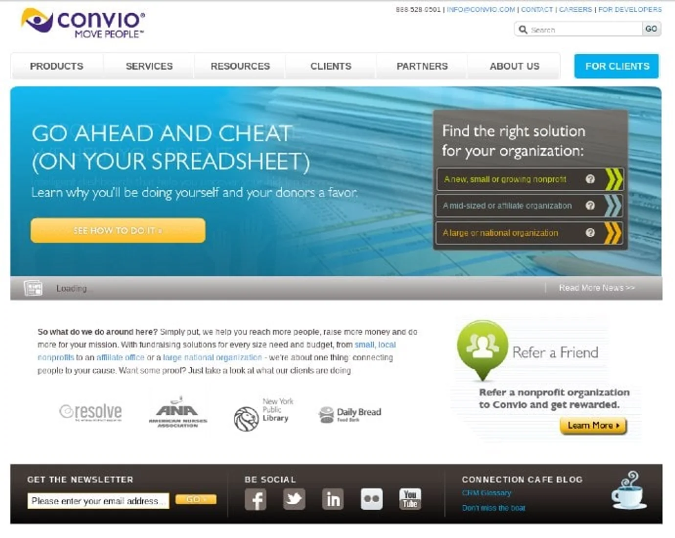 Convio corporate website and software product tour