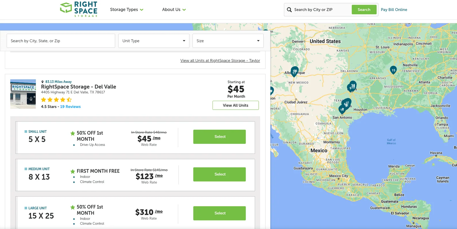 National Storage Affiliates reservation and booking platform