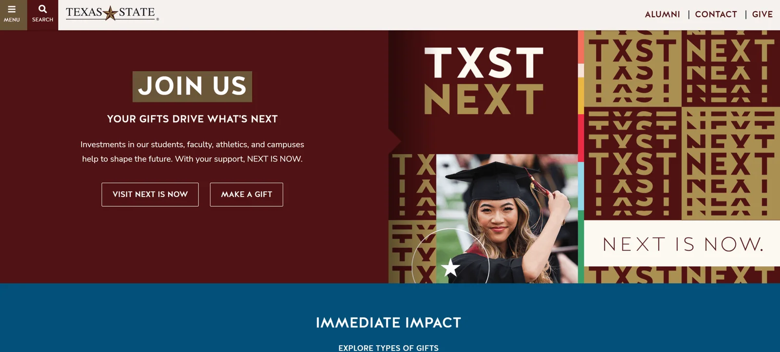 Texas State University Pride in Action fundraising campaign
