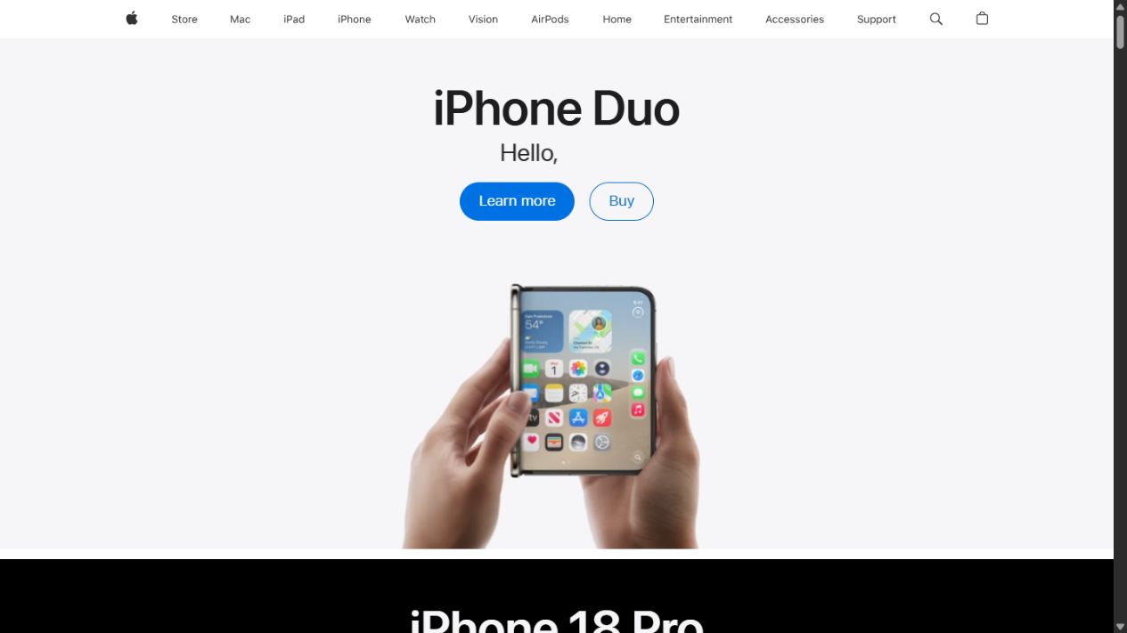 Apple website homepage design example