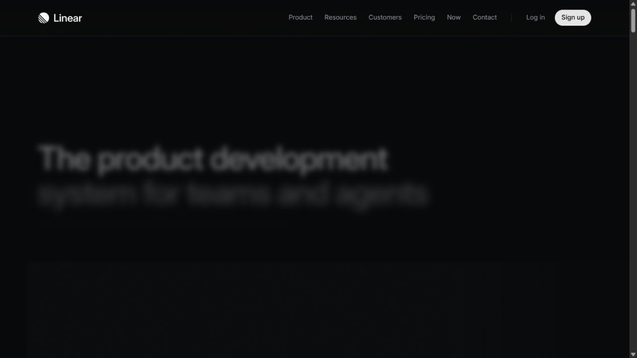 Linear website homepage design example