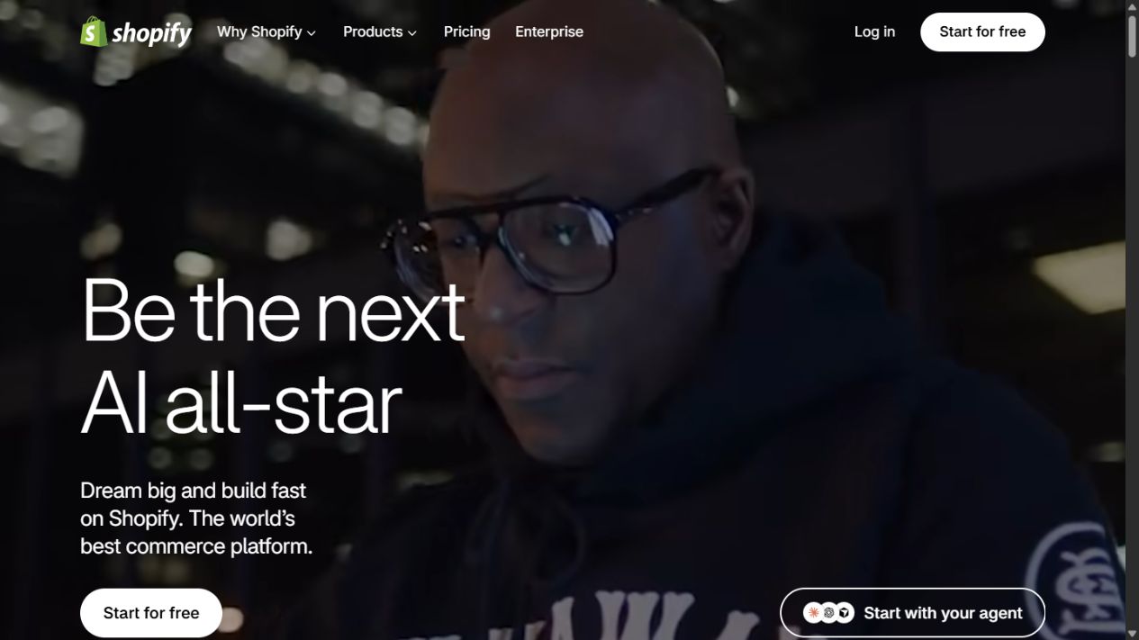 Shopify website homepage design example