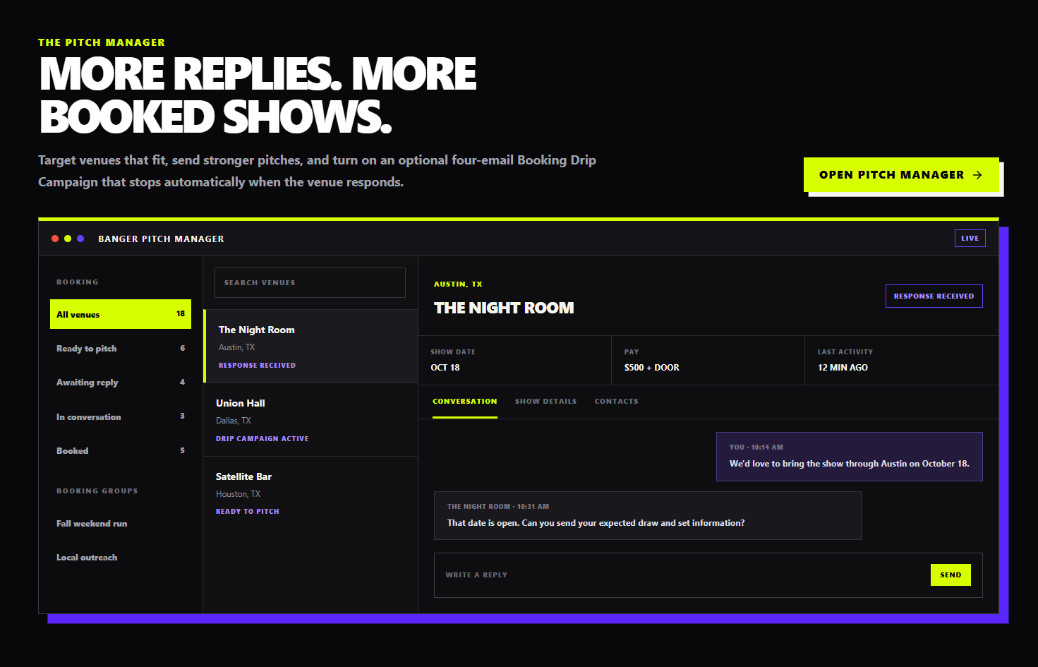 BangerBooking interactive venue map
