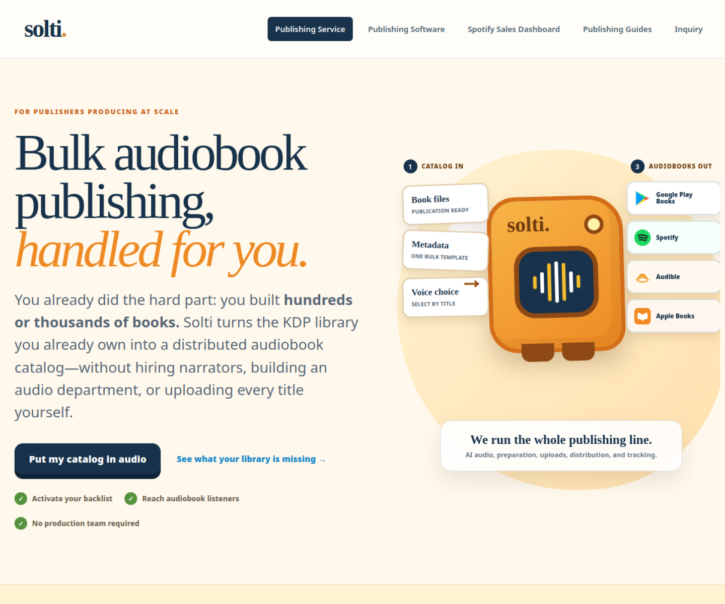 SOLTI bulk audiobook publishing website