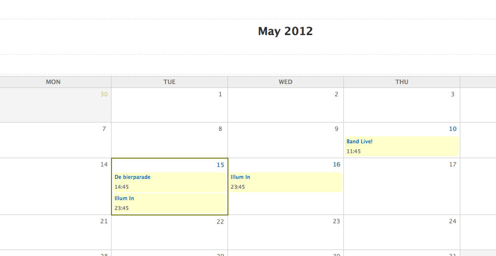 End date shown on calendar