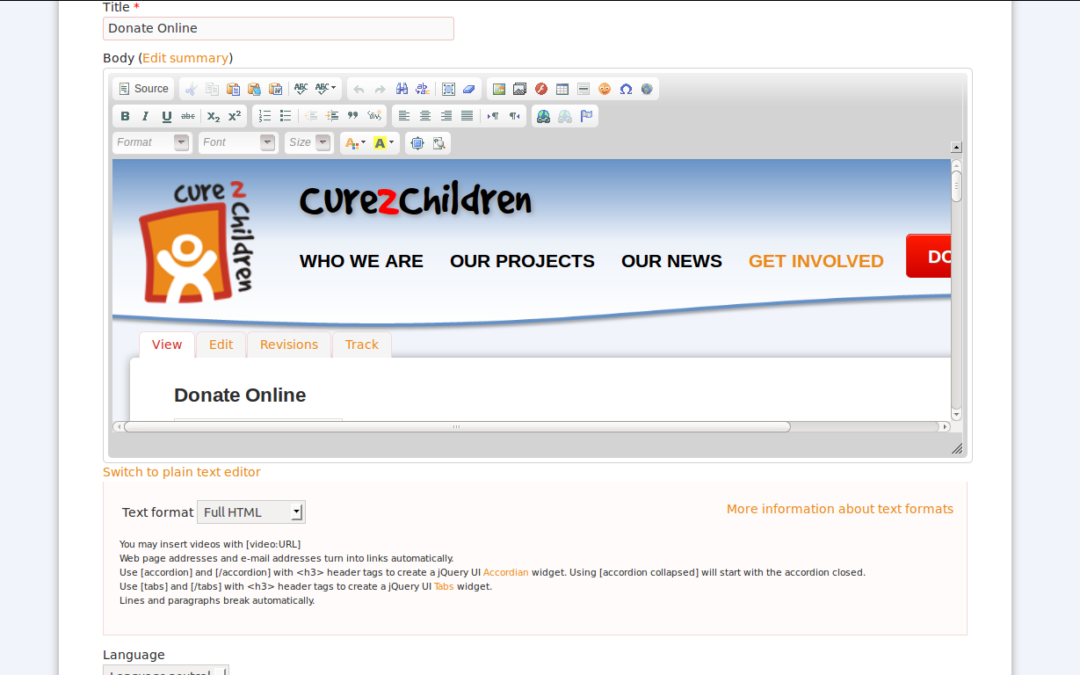 CKEditor displays entire site page when rich text is switched on