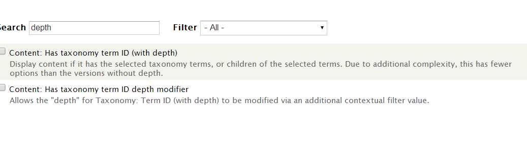Content: Has taxonomy term ID depth modifier