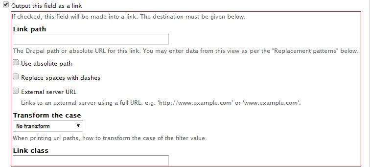 Views : Output the field as link – not showing the field properties properly