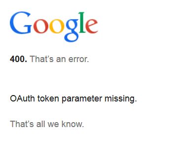 OAuth token parameter missing when configuring Google Analytics Reports