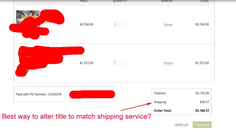 How to modify the commerce price formatter label to match shipping service?