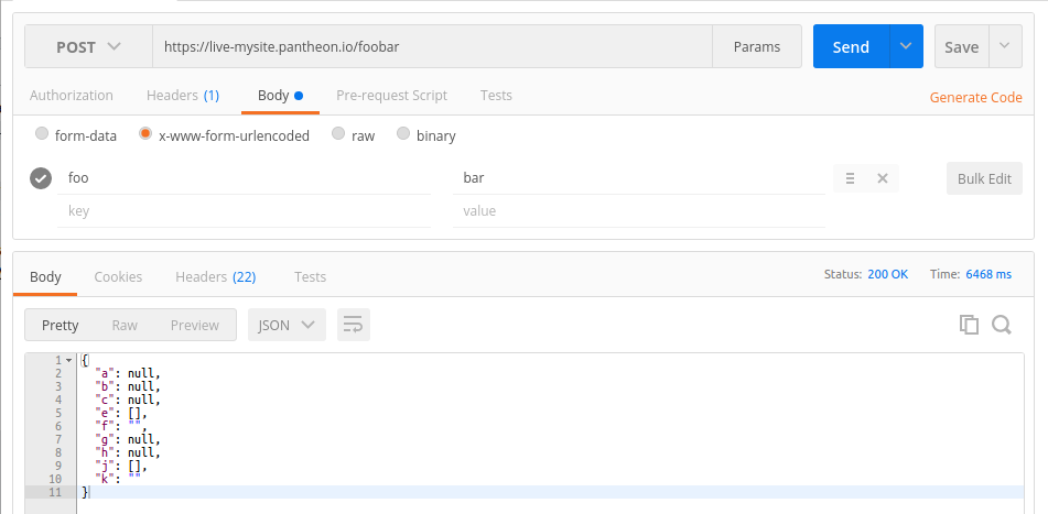 Drupal::request()->request->all() returns an empty array