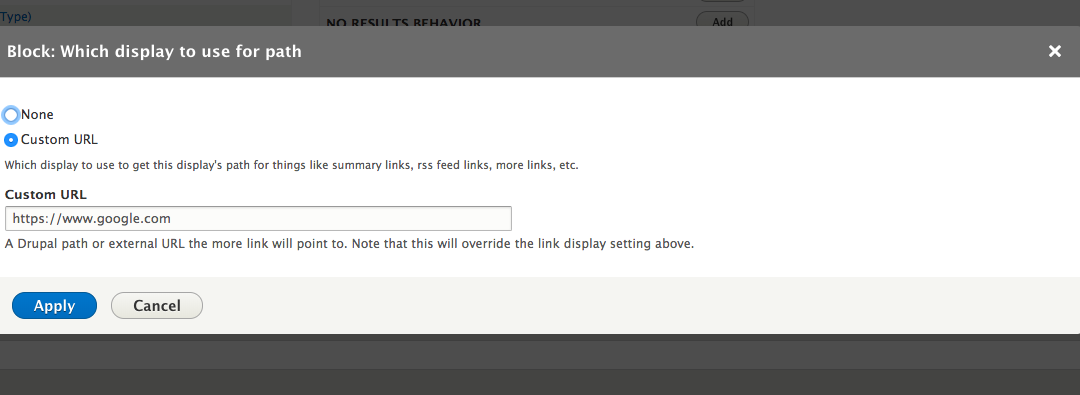 Views Link Display Settings Is Not Accepting External URL